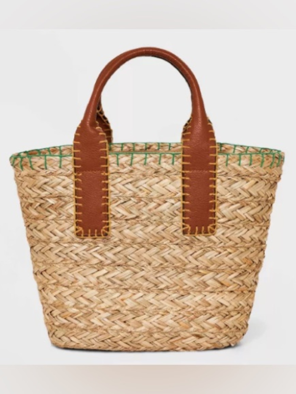 Universal Thread Straw Mini Tote Handbag Woven Seagrass